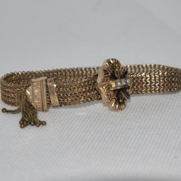 Antique Victorian GF Mesh Slider Bracelet - Picture 15 of 16